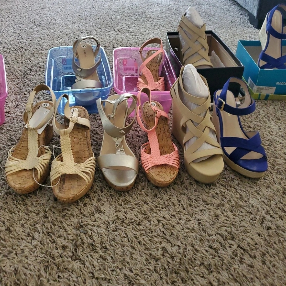 5 pair of summer wedges